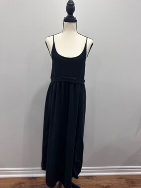 Wilfred Aritizia Women's SILK Bisous Black Spaghetti-Strap Maxi Dress Size SMALL